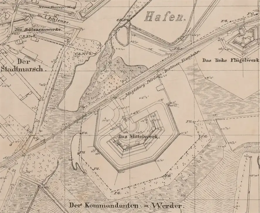 Lageplan des Forts Mittelwerk (um 1880)